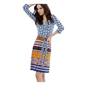 Women's Diane von Furstenberg Silk Wrap Dress Multicolor Geometric Print Dress